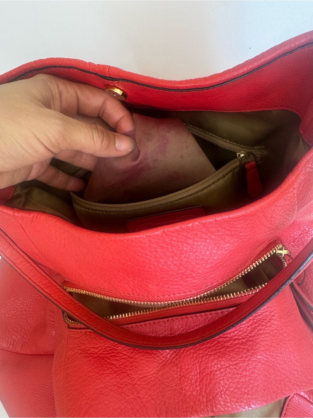 Coach Red Leather Madison Phoebe Shoulder Bag with Gold Accents - Picture 10 of 14